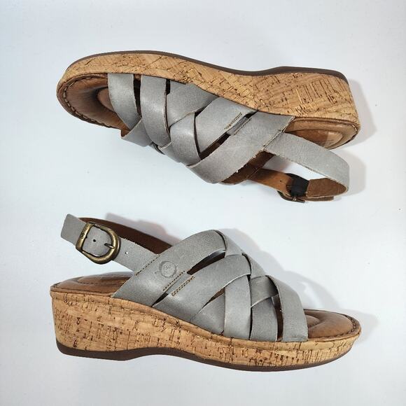 Born Blue Gray Leather Strap Sandals - Picture 3 of 10
